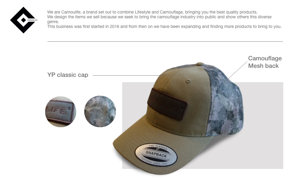 Camoulife Hunting Outdoor YP Unstructured Trucker Baseball Camo Camouflage Cap